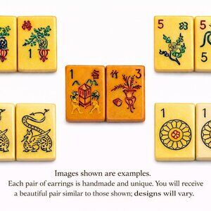 Handmade Vintage Bakelite Mah-Jongg Post Earrings